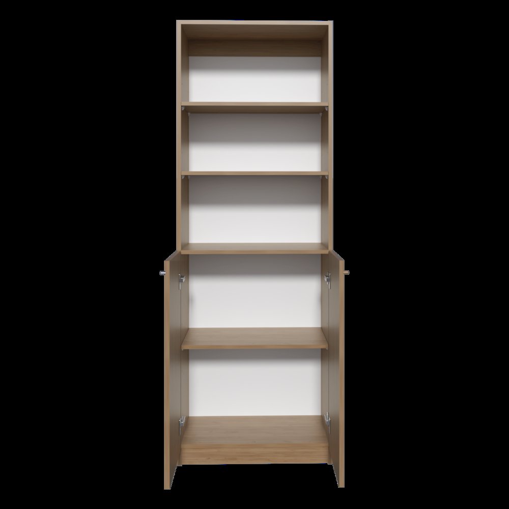 Vinton 2-Door Bookcase with Upper Shelves, Natural Oak / White. Picture 1