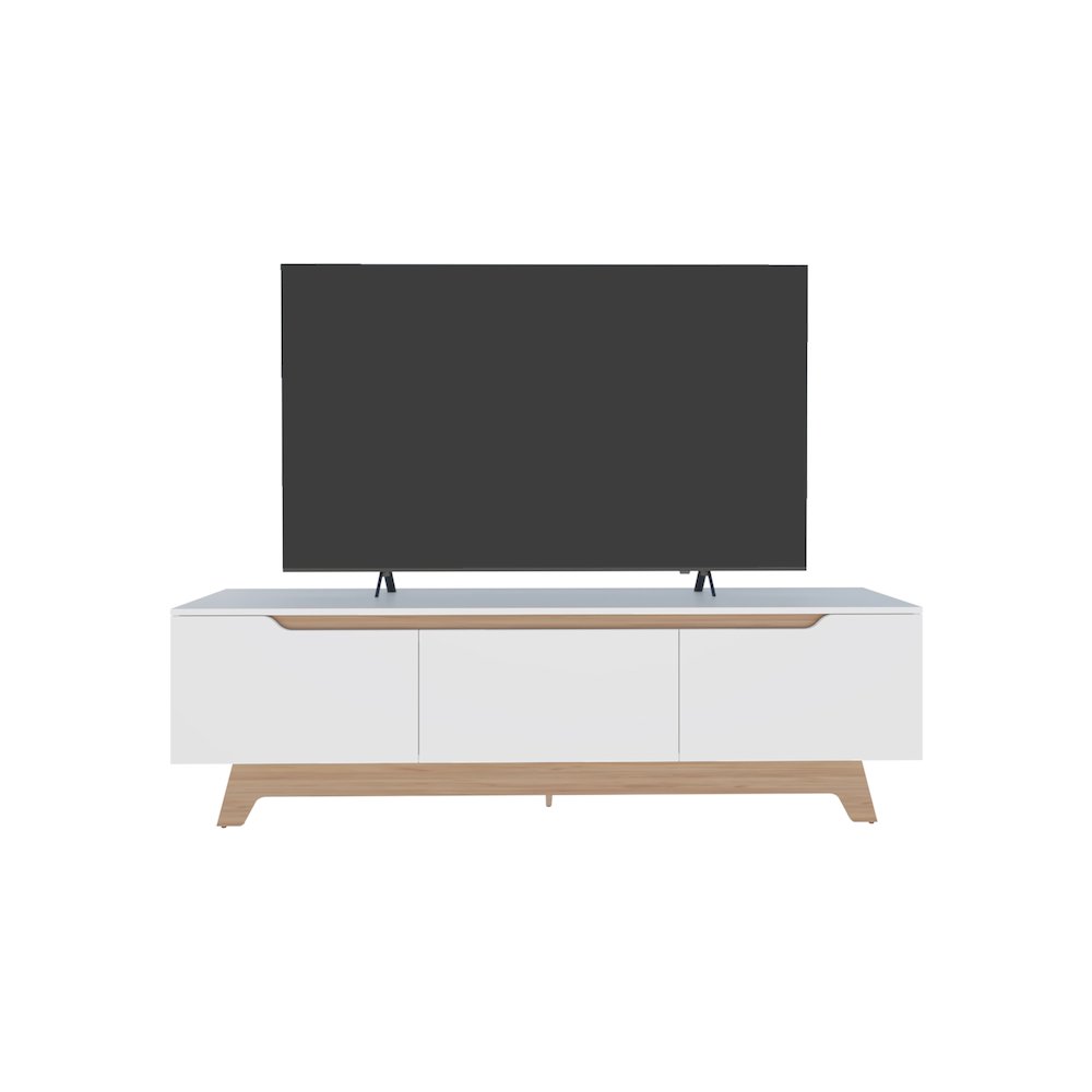 Curlew TV Stand, 2 Doors, 1 Drawer, White / Natural Oak. Picture 6