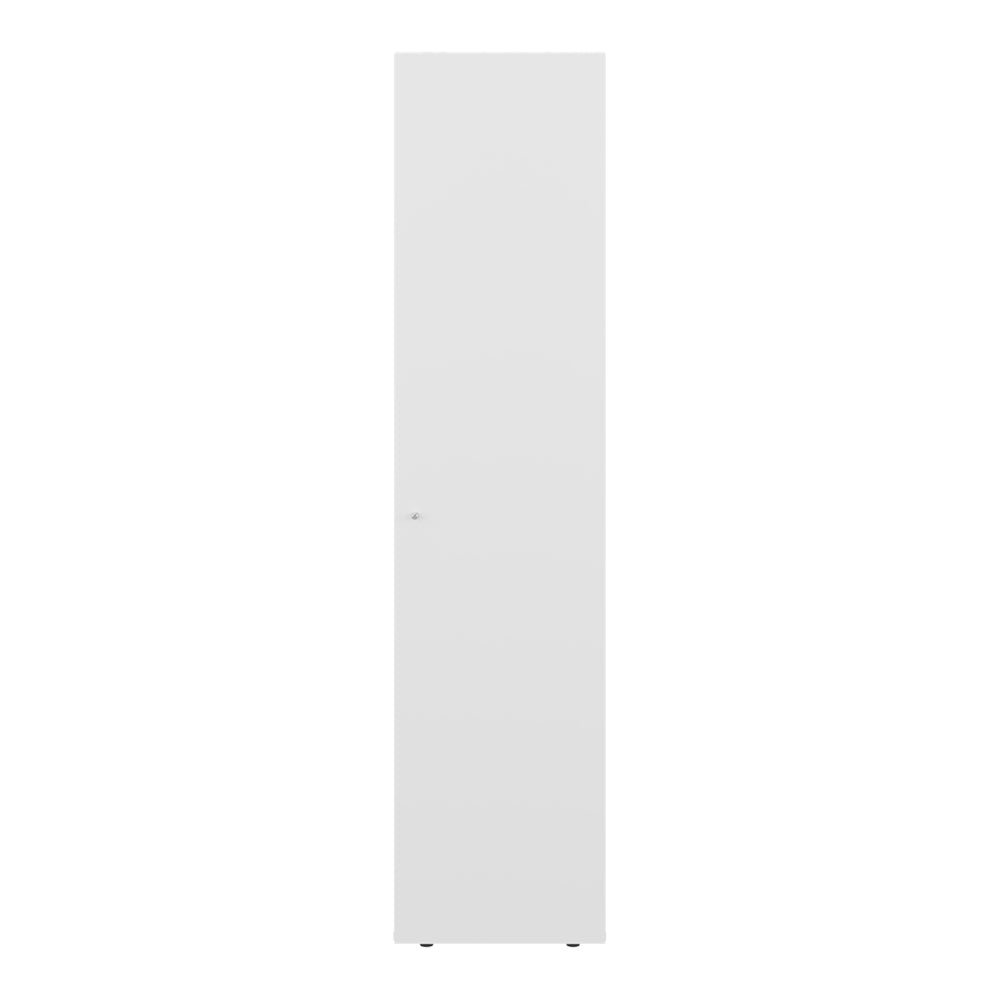 Kotlik 1 Door Wardrobe 67" H with Vertical Storage and Four Shelves, White. Picture 7