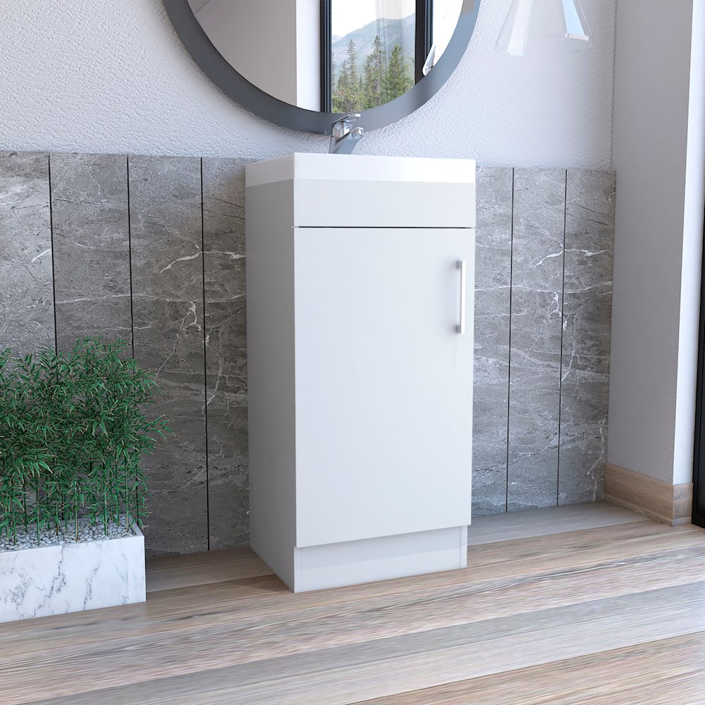 Sevilla Bathroom Vanity with Single Door Cabinet, White. Picture 3