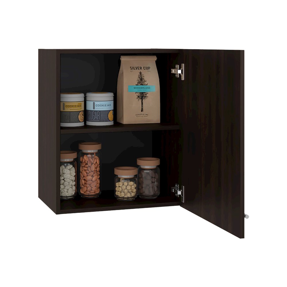 Sterling Wall Cabinet with 1 Door and 2 Shelves, Dark Walnut. Picture 7