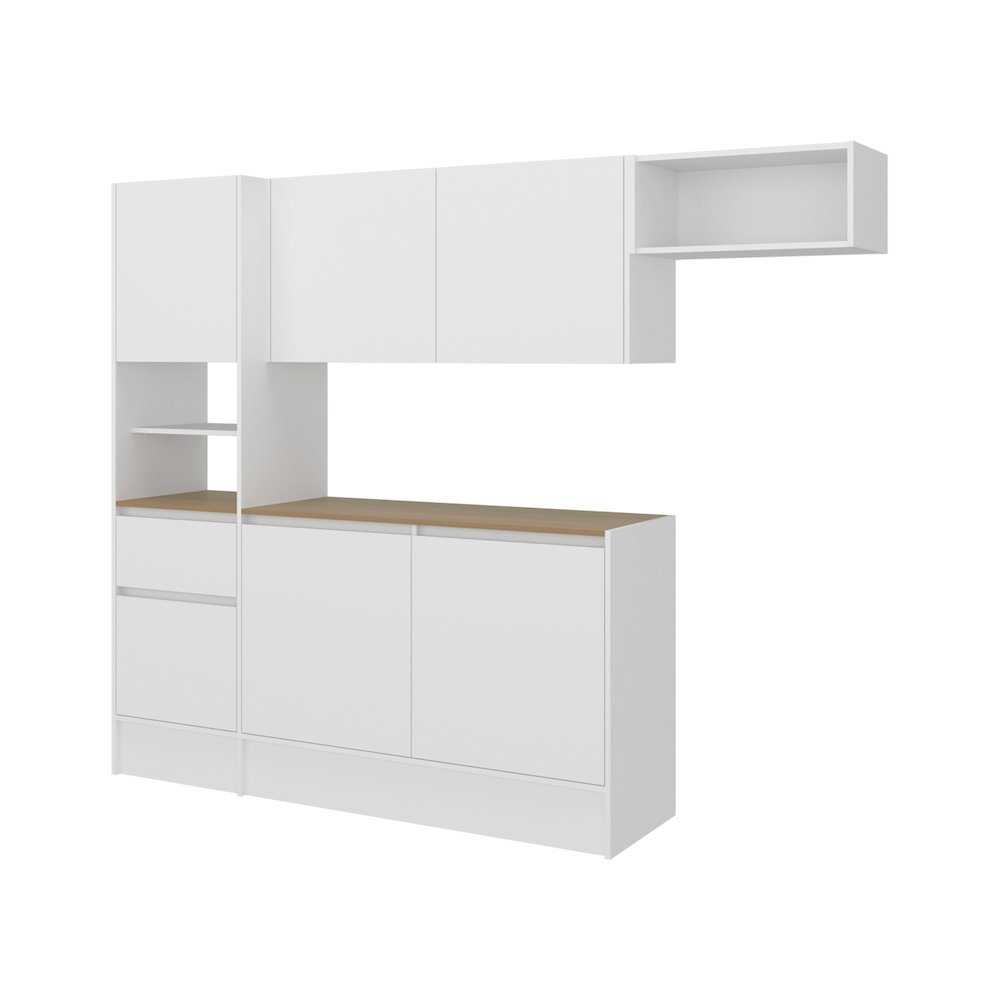 Natoma Kitchen Set, 6 Doors, 1 Drawer, 8 Shelves, White / Natural Oak. Picture 8