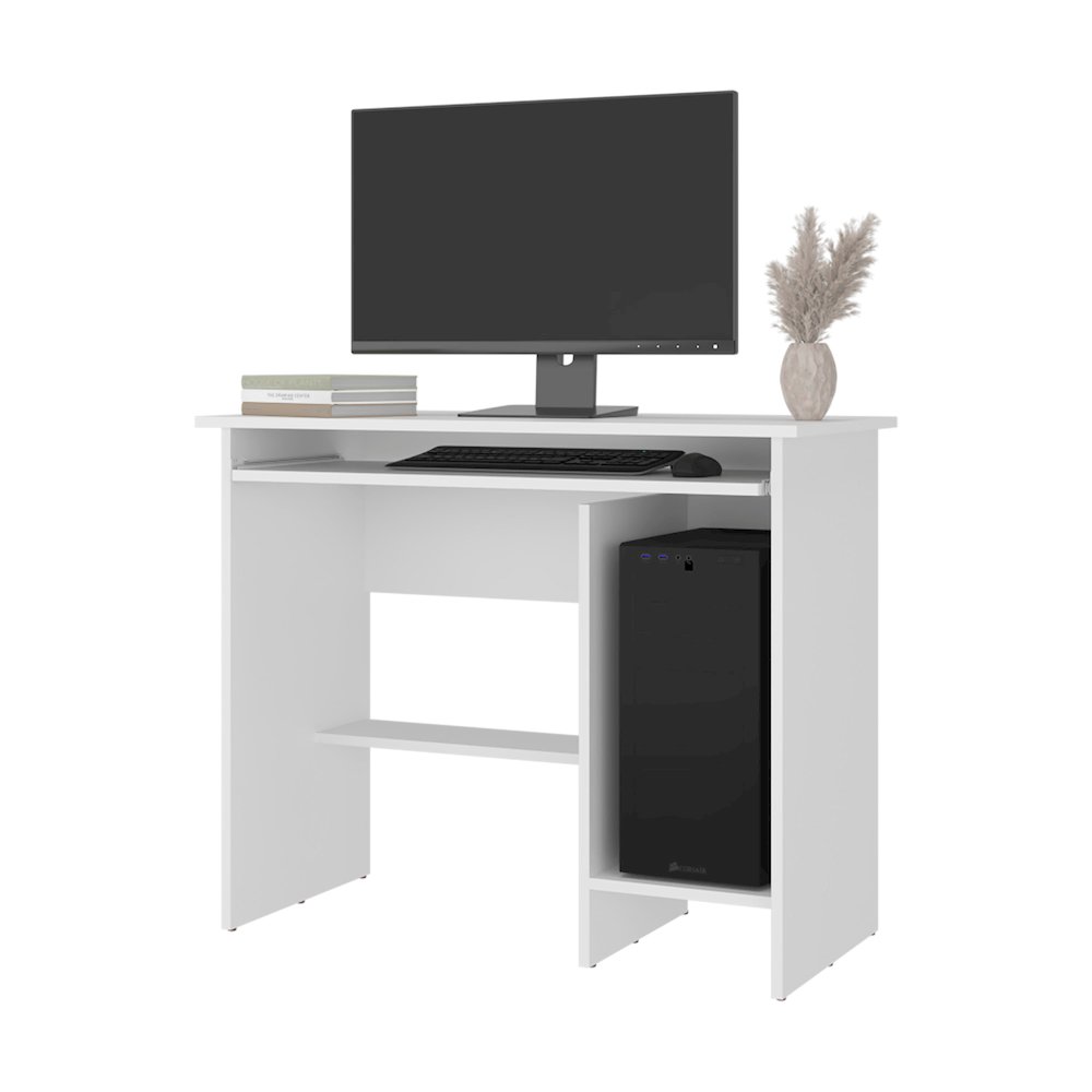 Computer Desk with Sliding Keyboard Tray, Lower Storage Shelf, CPU Compartment. Picture 3