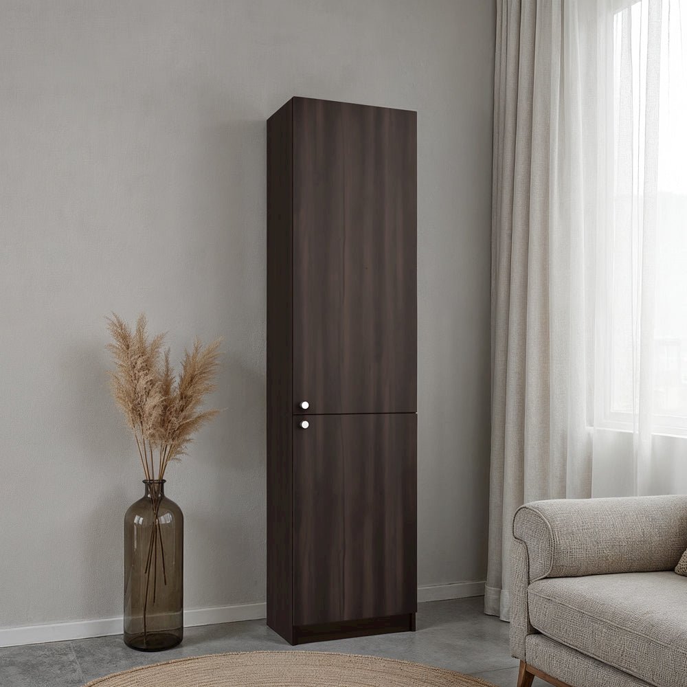Butte Tall Bookcase 71"H with 2 Doors, Five Interior Shelves, Dark Walnut. Picture 1