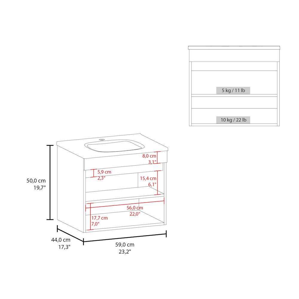 Tarentum Bathroom Vanity, 2 Doors, 2 Shelves, White. Picture 7