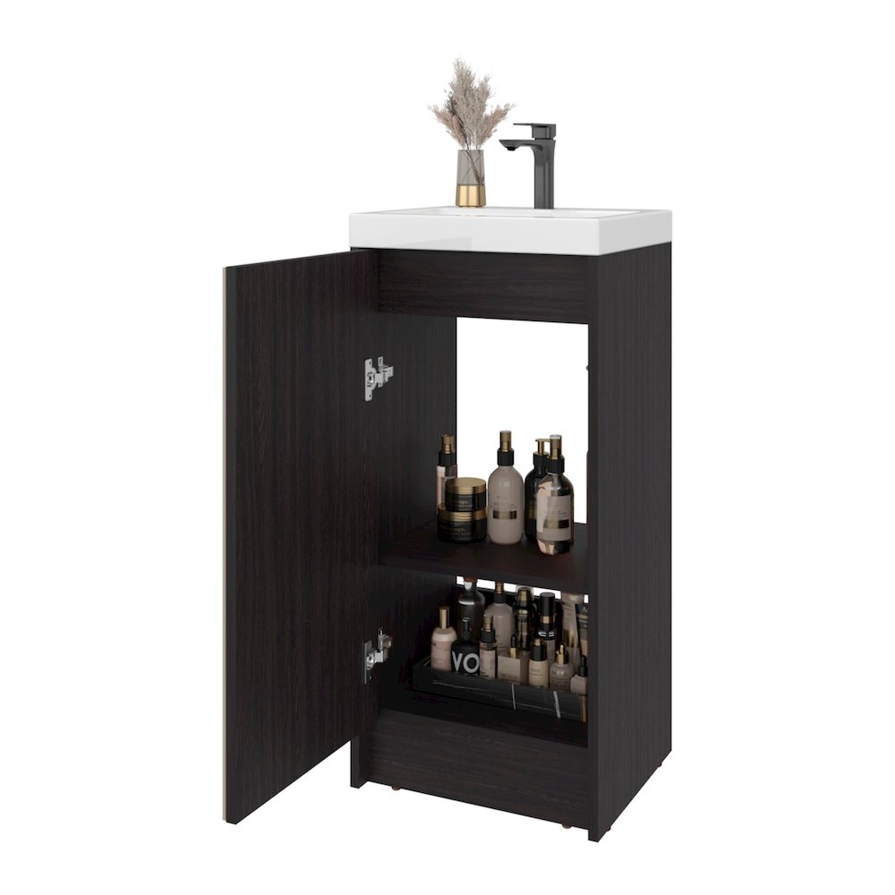 Homer Floor Bathroom 32" H, One Door and Two Interior Shelve, Black Wengue. Picture 4