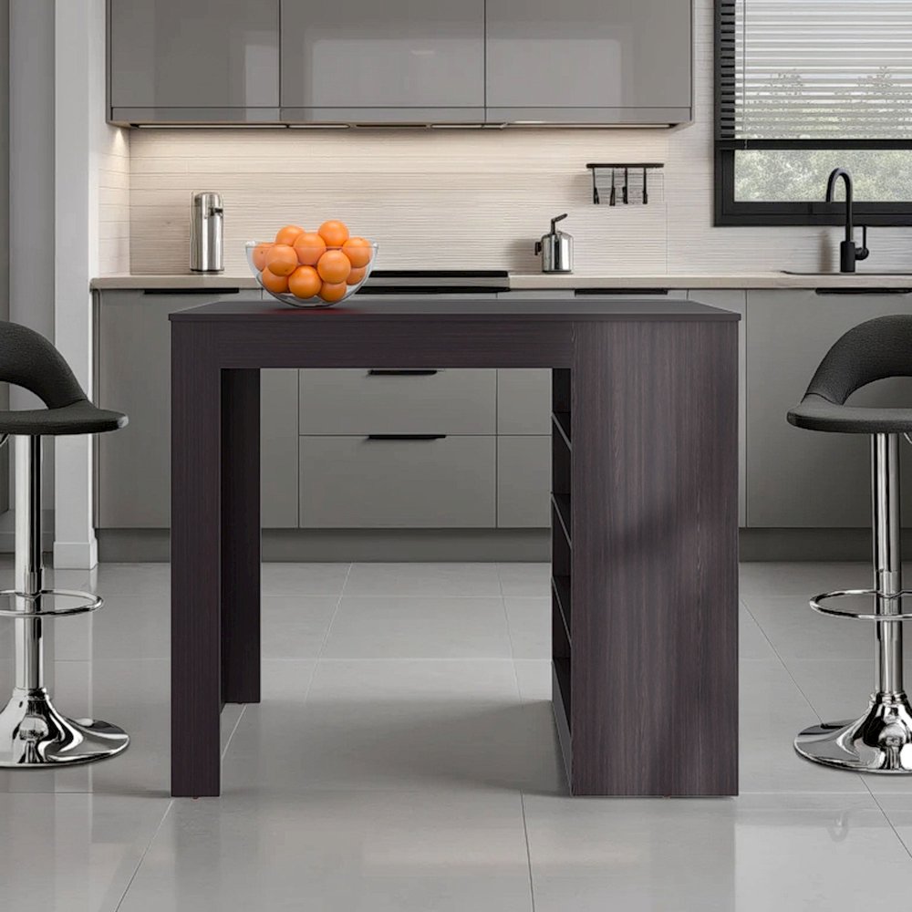 Dulac Kitchen Island, 4 Shelves, Black Wengue. Picture 3