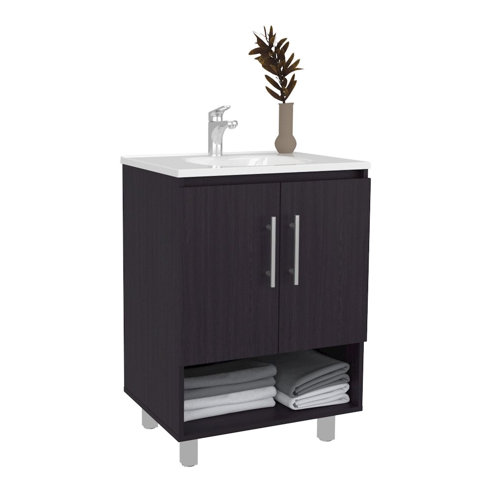 Azure Bathroom Vanity, 2 Doors, 2 shelves, Black Wengue. Picture 3