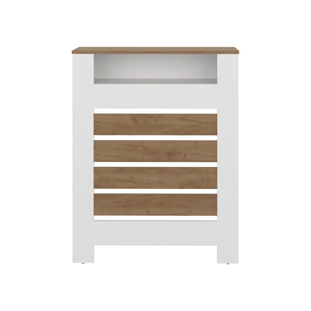 Parma Radiator Cover Cabinet, 1 Shelf, White / Walnut. Picture 4