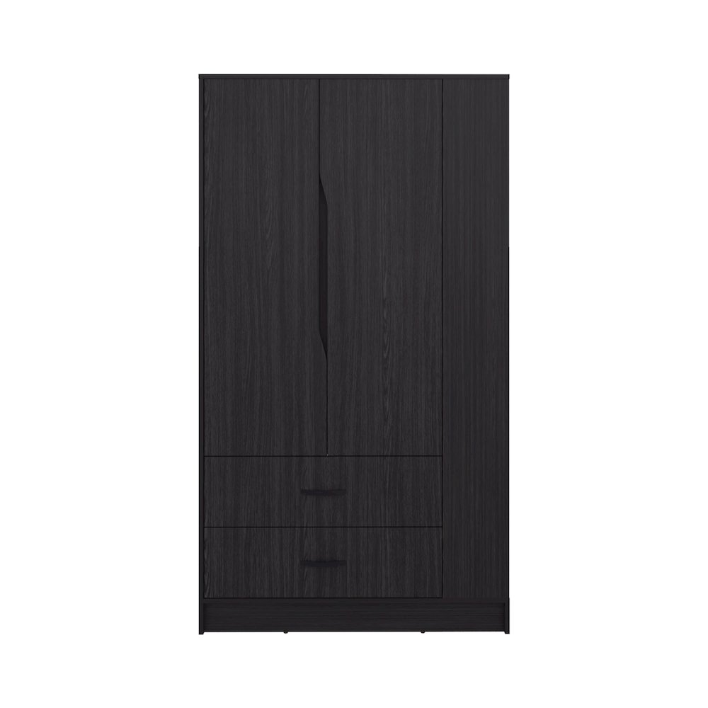 Melvern Armoire, 3 Doors, 1 Drawer, 4 shelves, Black Wengue. Picture 1