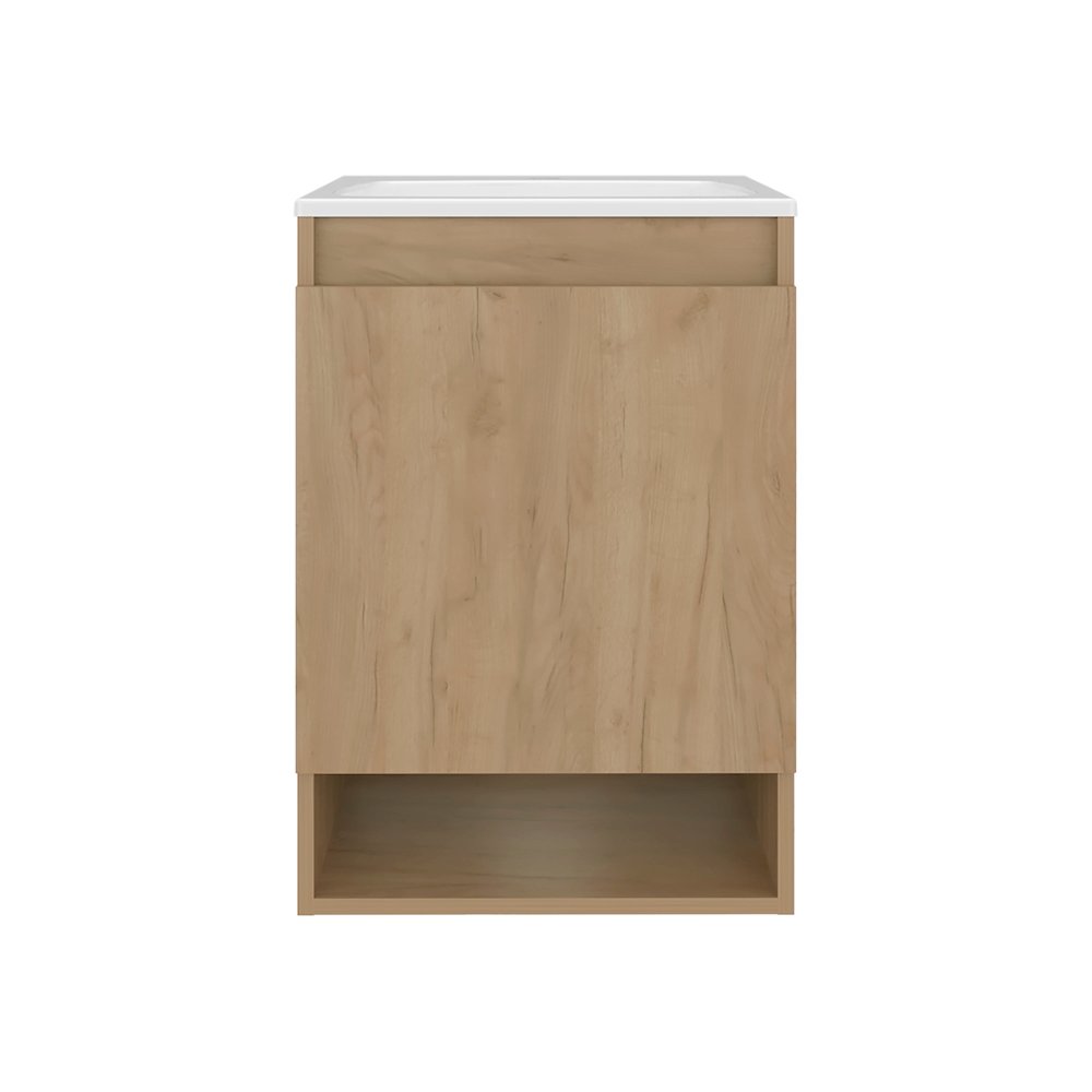 Elsie Bathroom Vanity, 1 Door, 2 Shelves, Natural Oak. Picture 1