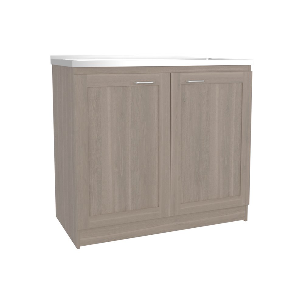 Bickleton Utility Sink Cabinet, 2 Doors, 2 Shelves, White Oak. Picture 4