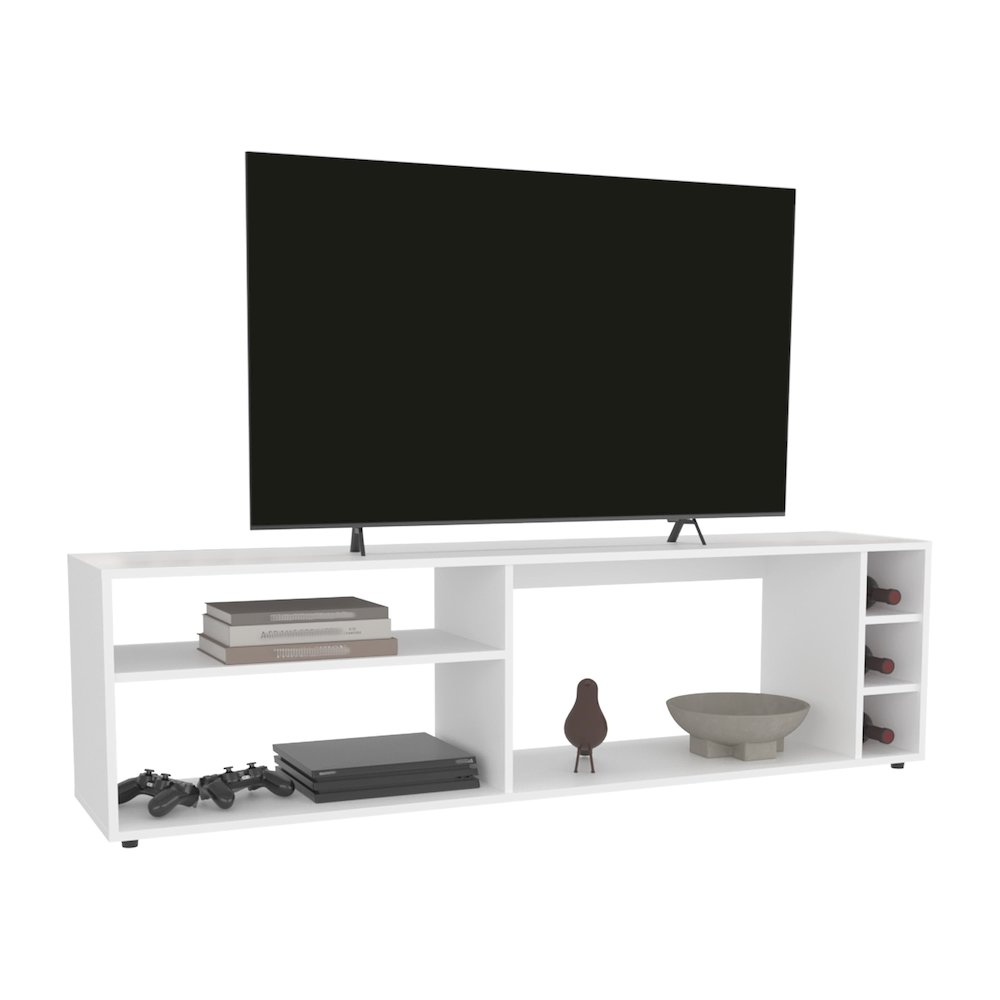 Weir Tv Stand, 6 Shelves, 60" TV Capacity, White. Picture 3