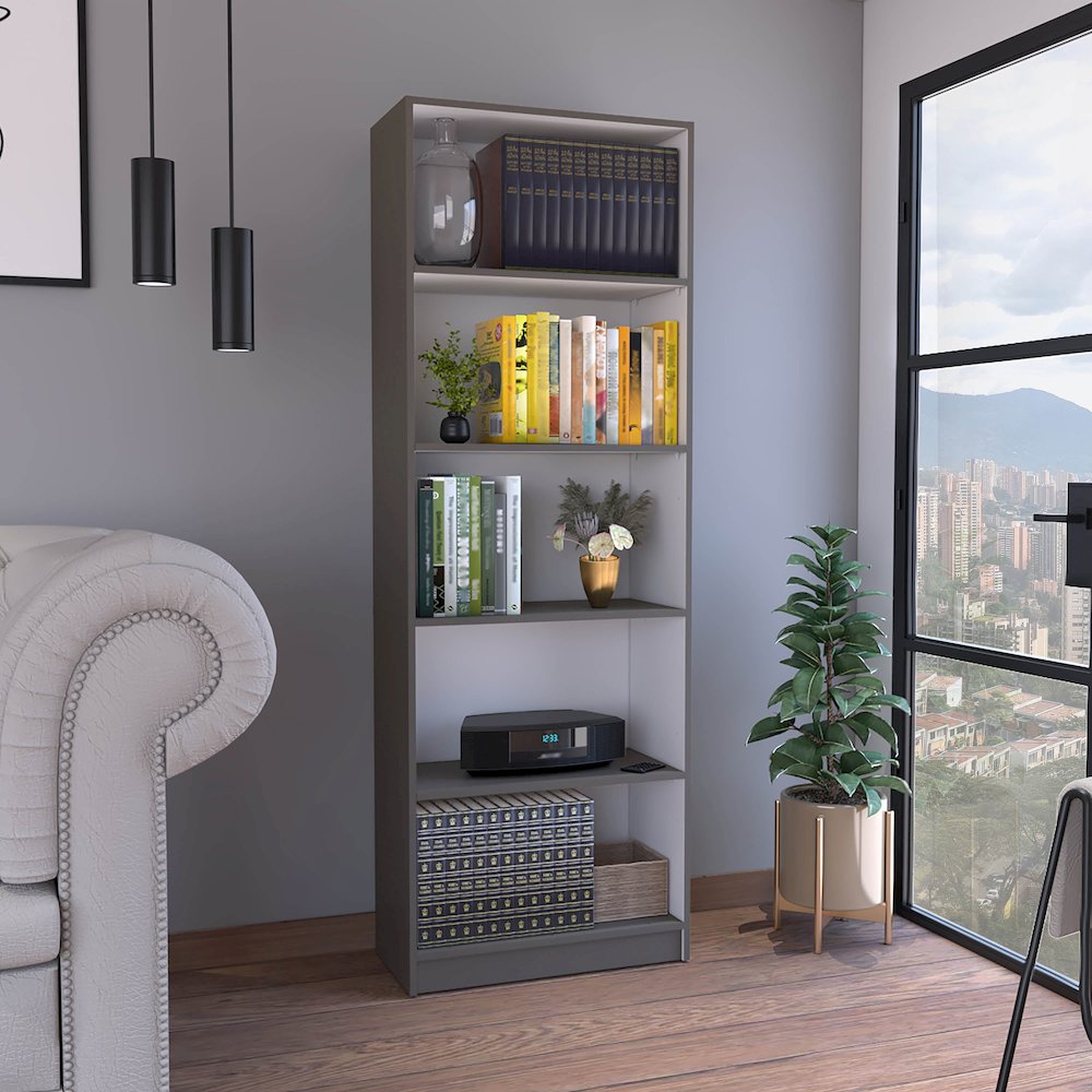 Vinton 4-Tier Bookcase with Modern Storage for Books and Décor. Picture 6