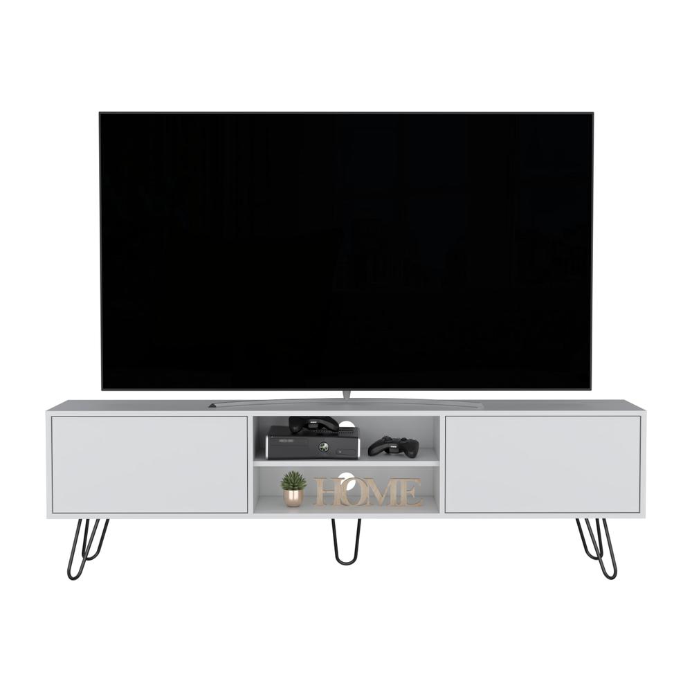 Waco TV Rack, Hairpin Stand with Spacious Storage and Cable Management Holes. Picture 4