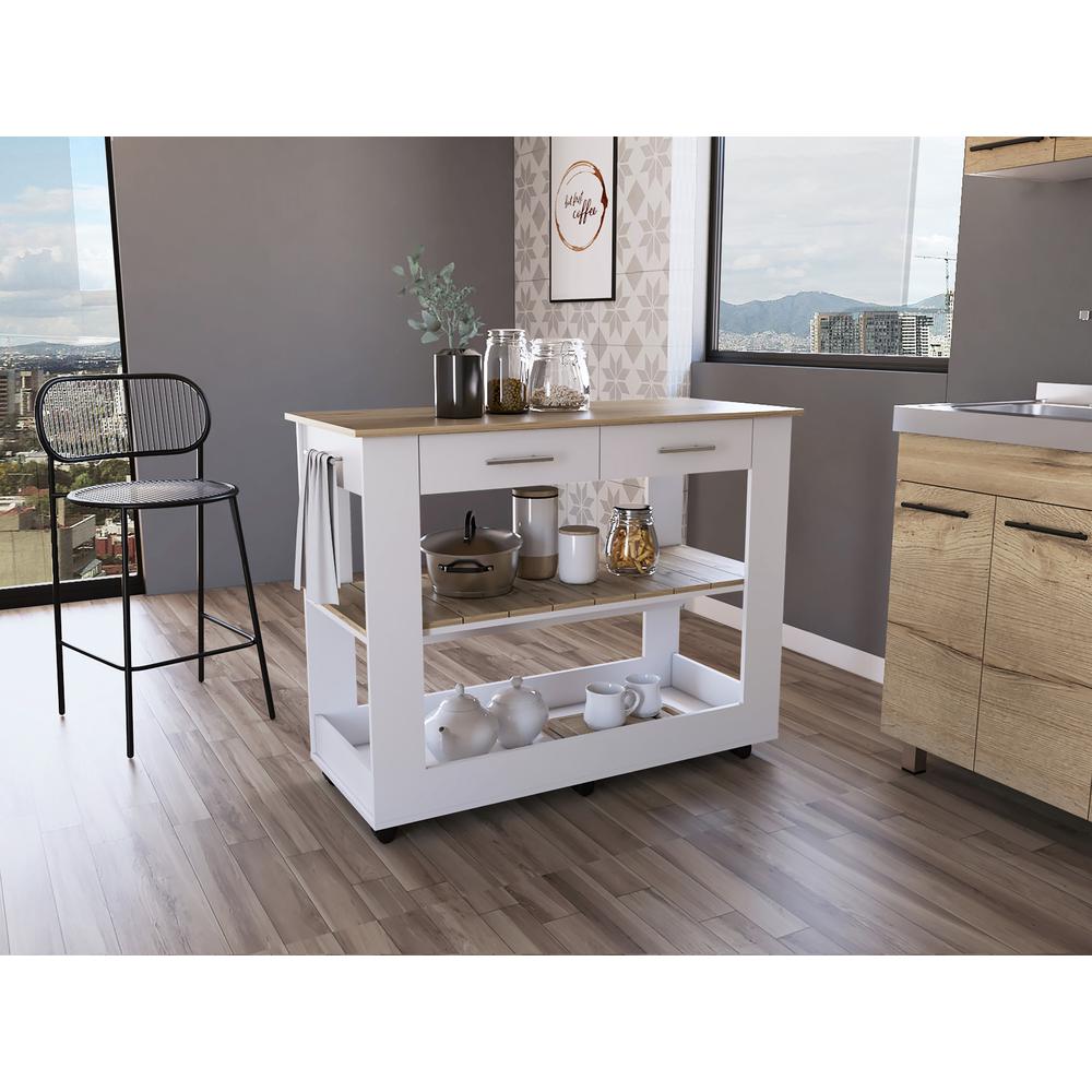 Delos 46 Kitchen Island White-Light Oak. Picture 8