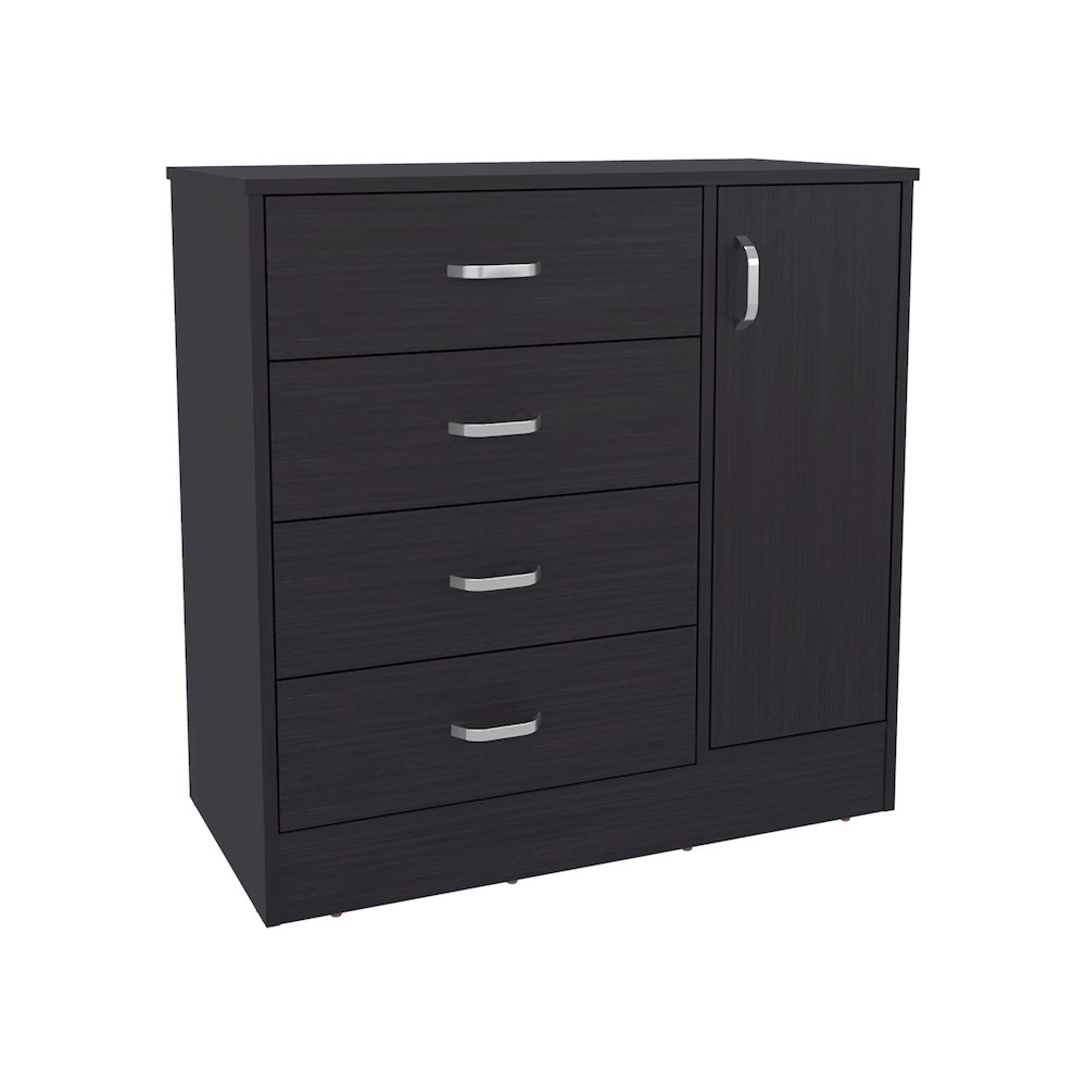 Bourg Dresser, 1 Door, 4 Drawers, 2 Shelves, Black Wengue. Picture 1
