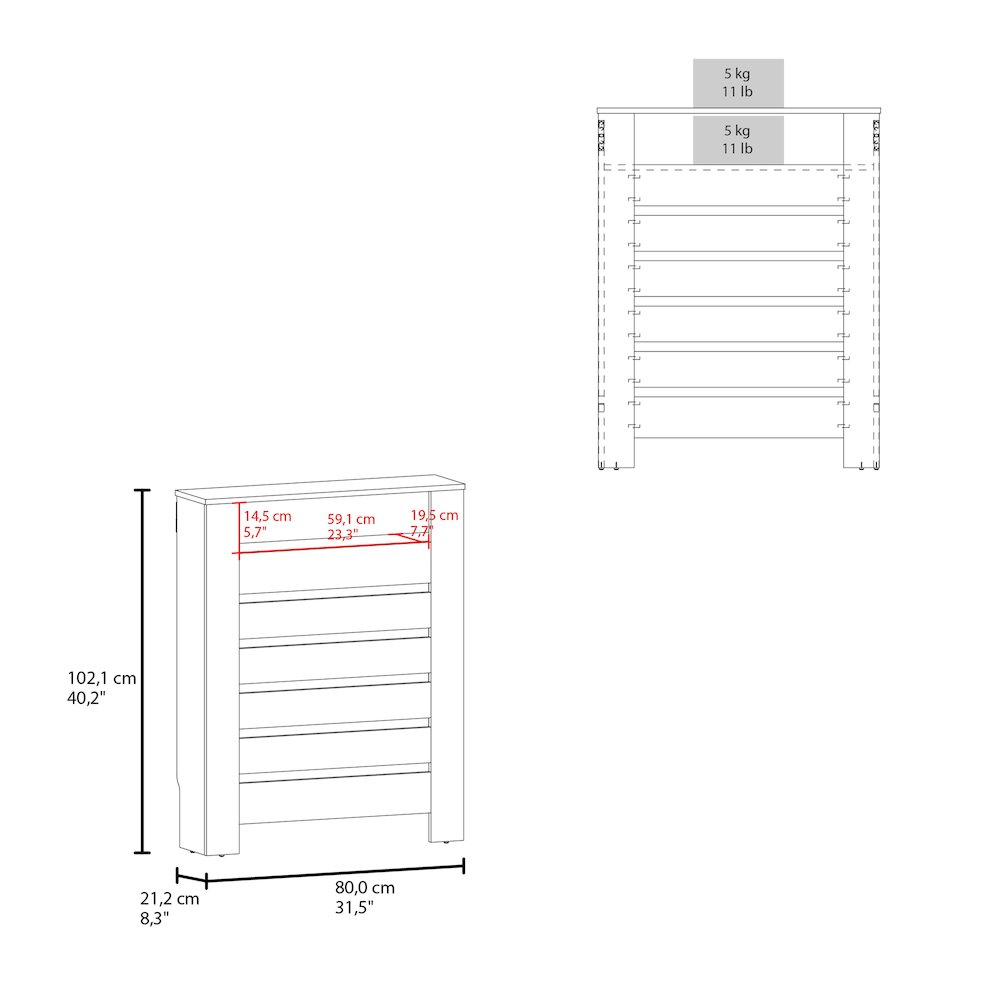 Parma Radiator Cover Cabinet, 1 Shelf, White / Walnut. Picture 5