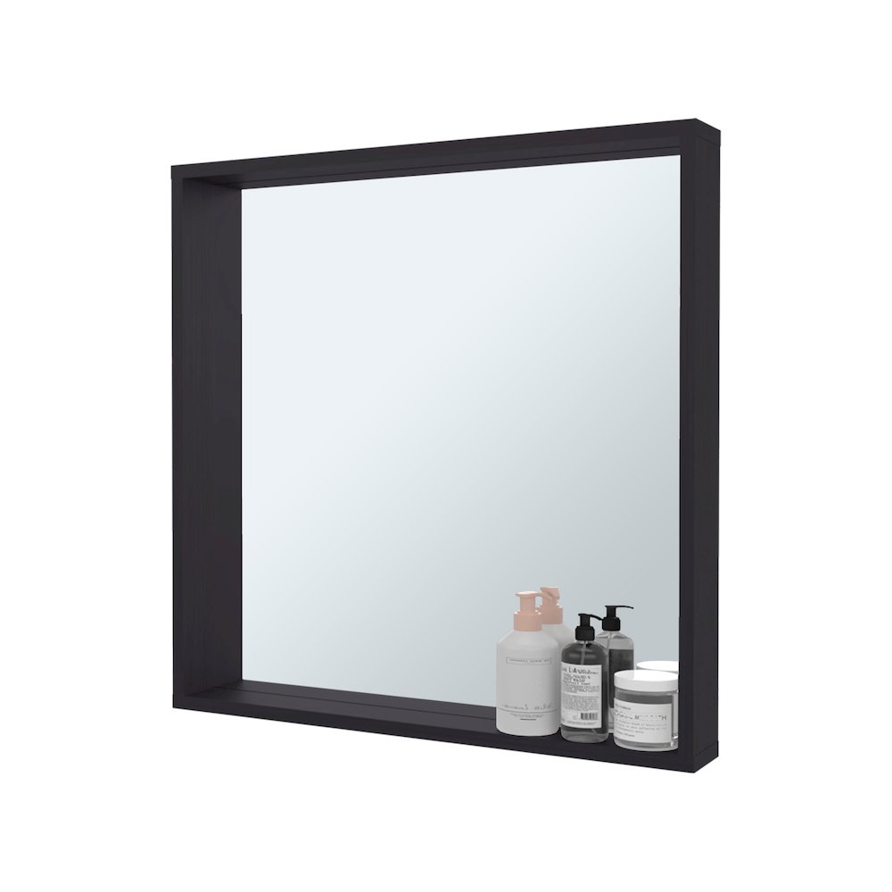 Plains Medicine Cabinet, 1 Shelf, 1 Mirror, Black Wengue. Picture 2