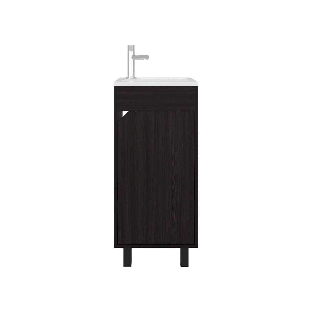 Yorkana Bathroom Vanity, 1 Door, 4 Legs, 2 Shelves, Black Wengue. Picture 2