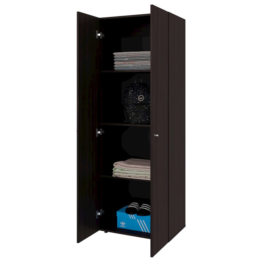 Ghent Armoire, 2 Doors, 4 Shelves, Walnut / Black Wengue. Picture 3