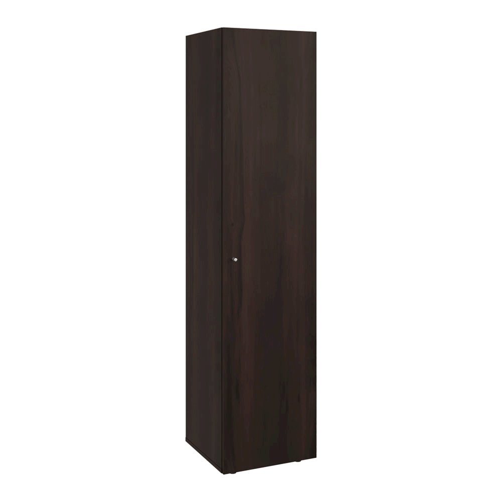 Kotlik 1 Door Wardrobe 67" H with Vertical Storage and Four Shelves, Dark Walnut. Picture 7