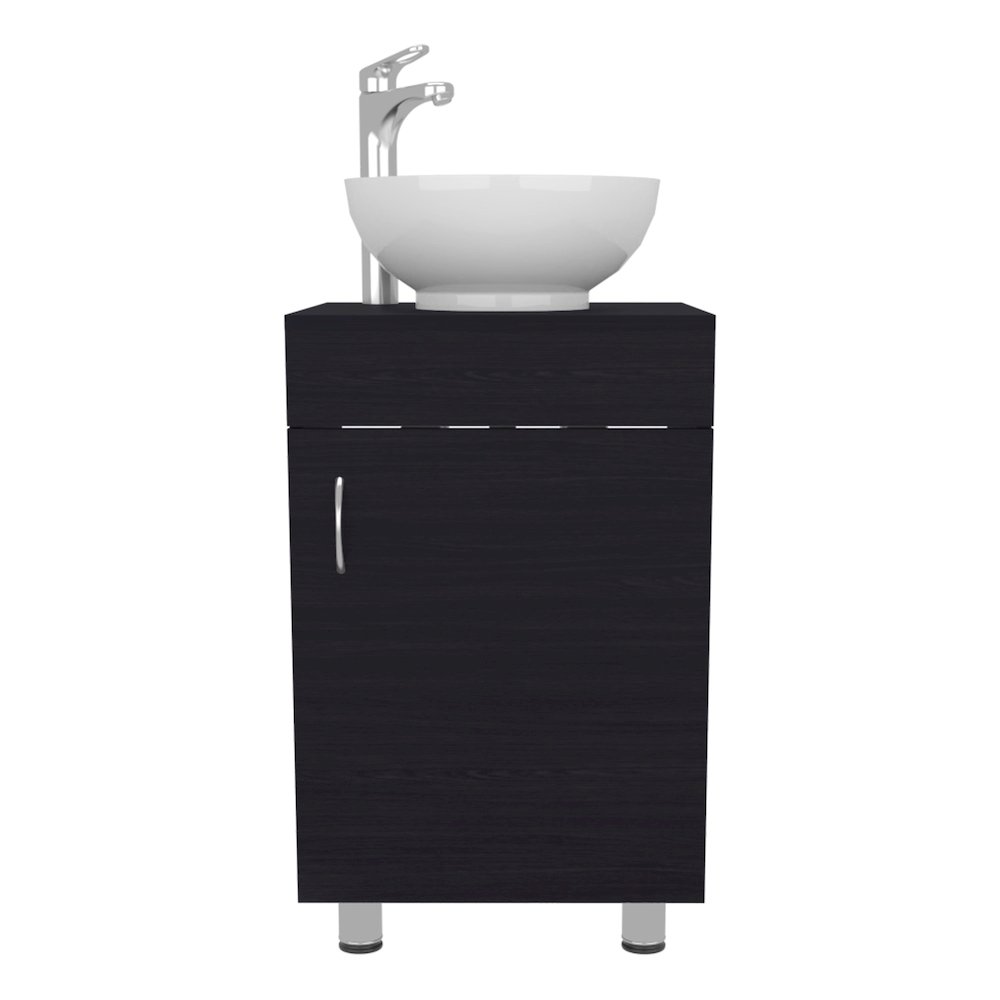 Vicksburg Bathroom Vanity, 1 Door, 4 Legs, Black Wengue. Picture 6