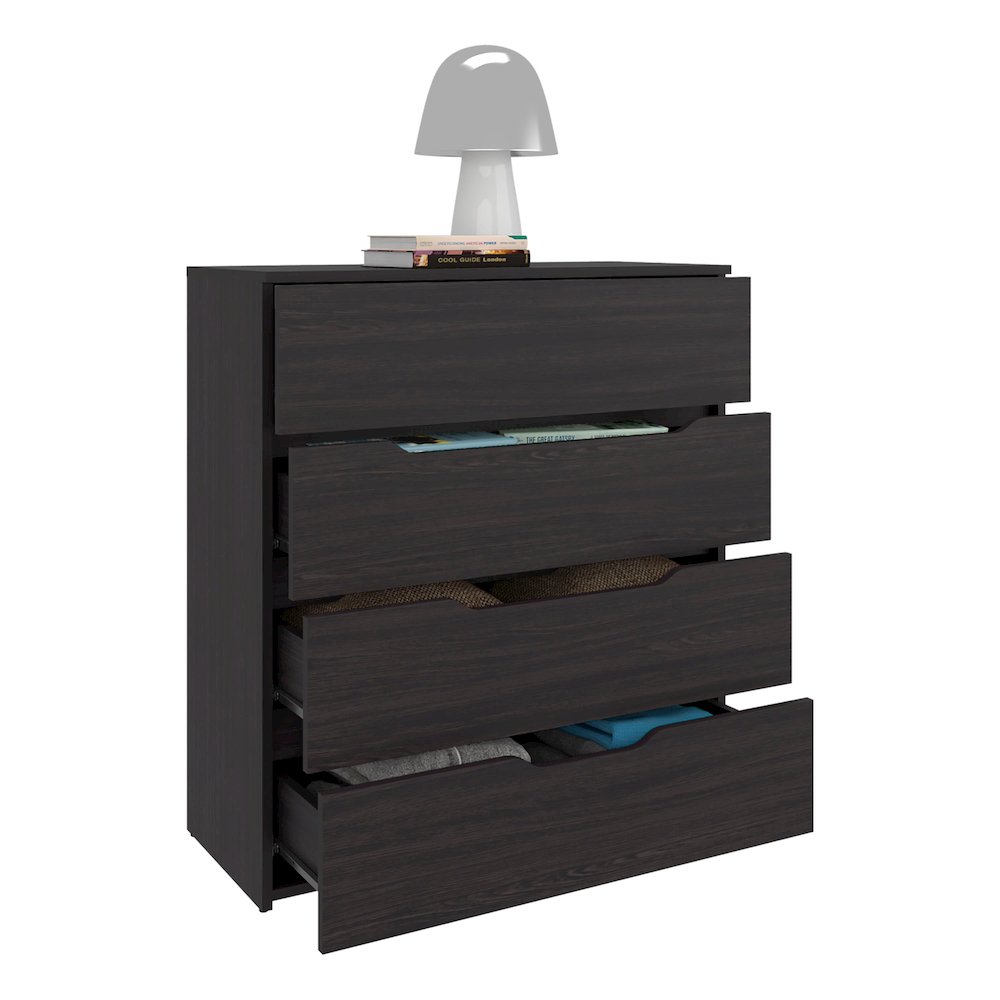 Aralia Drawer Dresser, Four Drawers, Superior Top, Black Wengue. Picture 4