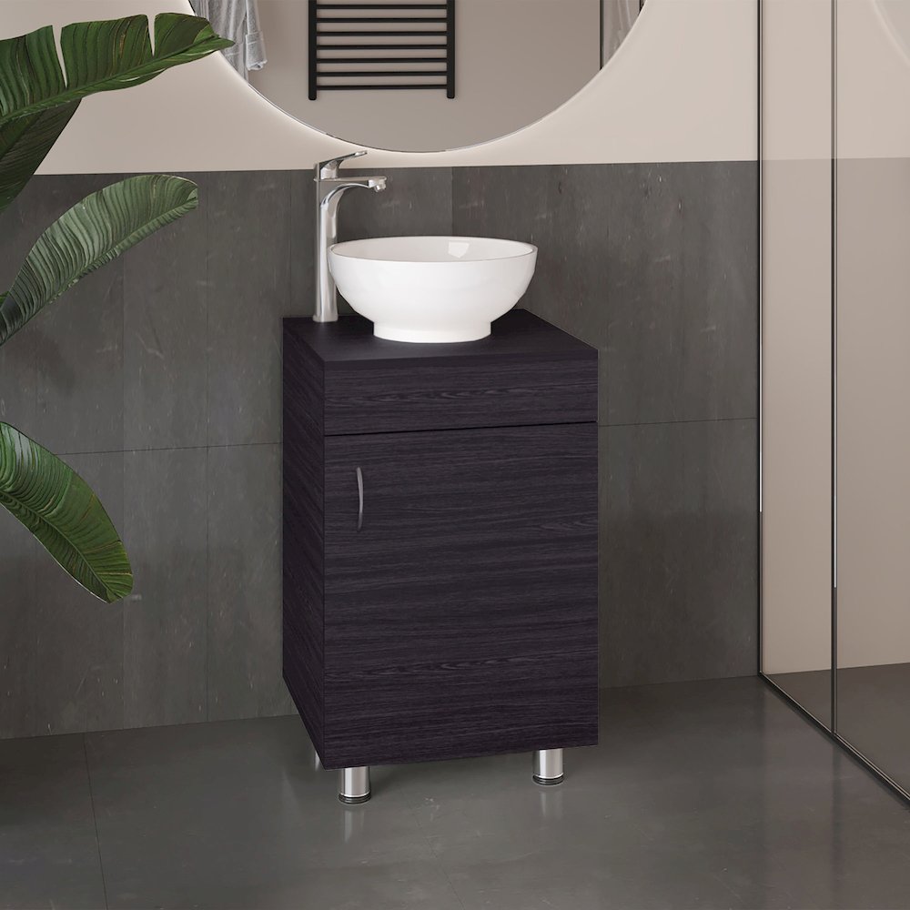 Vicksburg Bathroom Vanity, 1 Door, 4 Legs, Black Wengue. Picture 4
