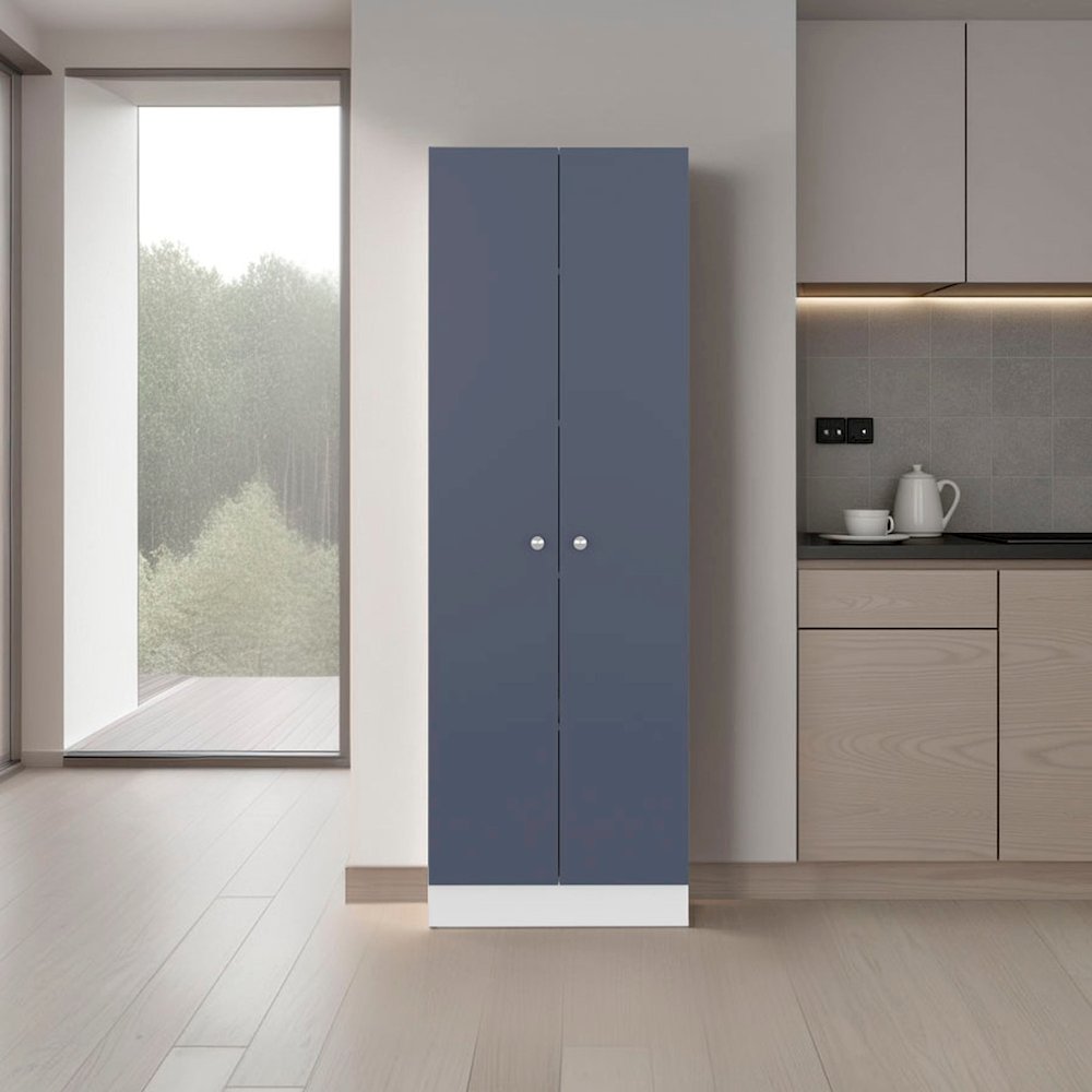 Lexa Pantry Cabinet, 2 Doors, 5 Shelves, Alby Blue / White. Picture 4