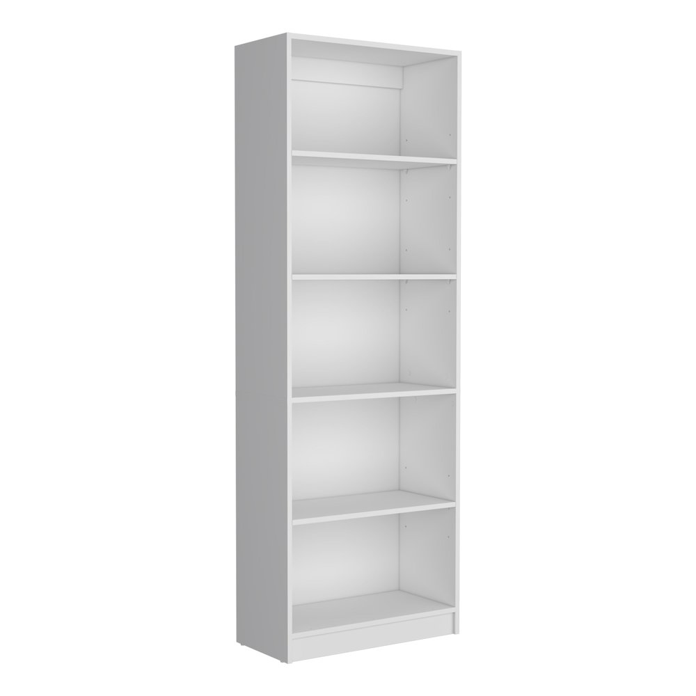 Vinton 4-Tier Bookcase with Modern Storage for Books and Decor, White -Office. Picture 1