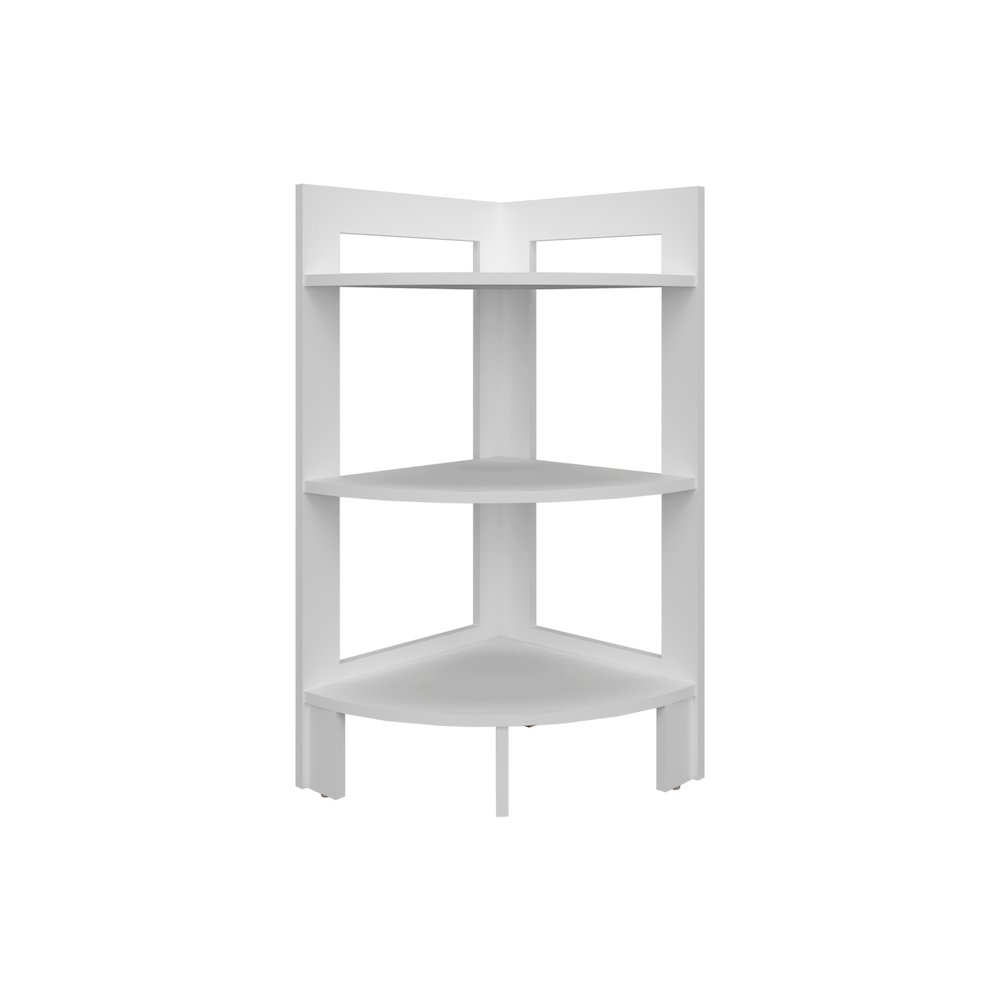 Akutan Side Table with 3 Shelves, 3 Legs, White. Picture 6