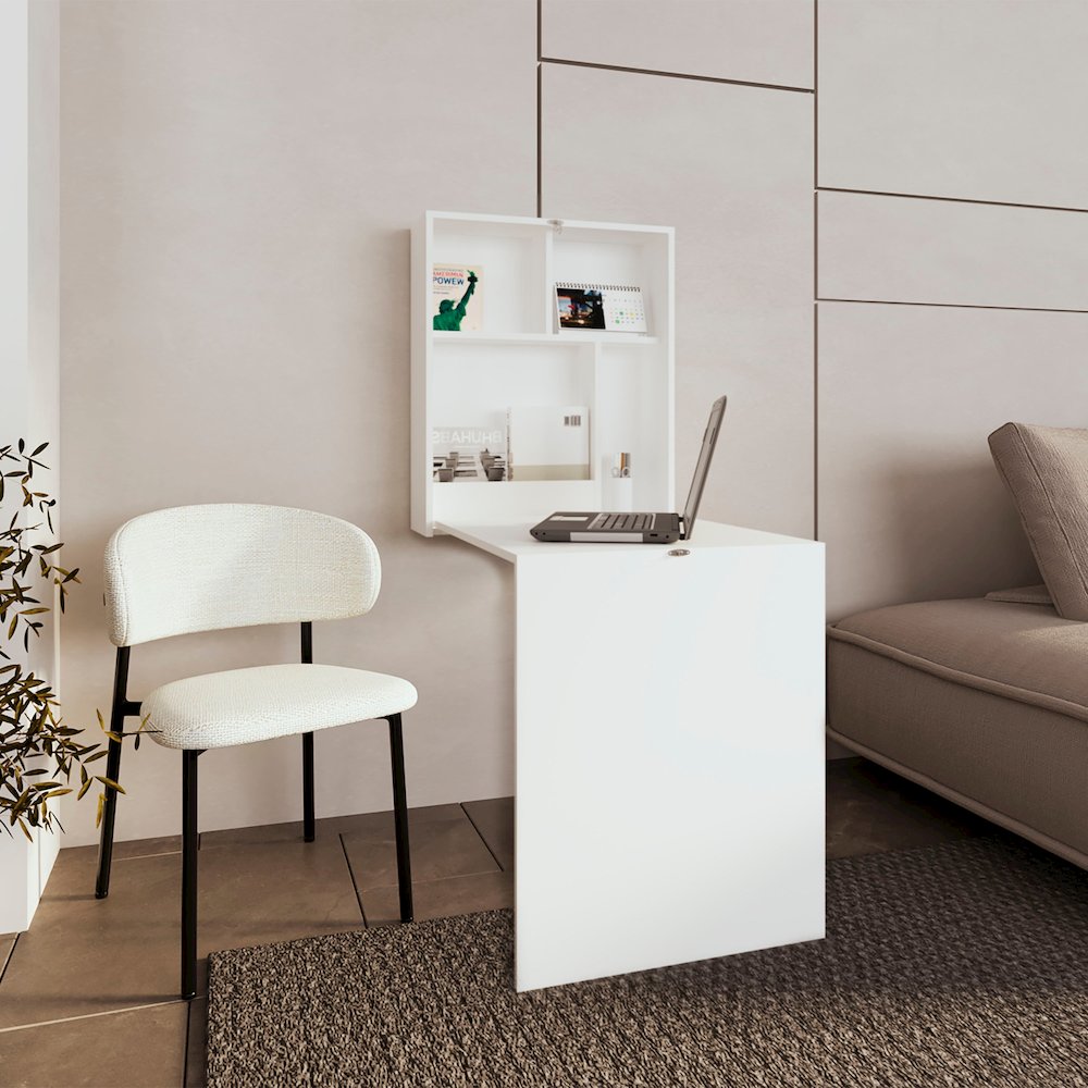 Stovall Folding Table, 4 Shelves, White. Picture 7