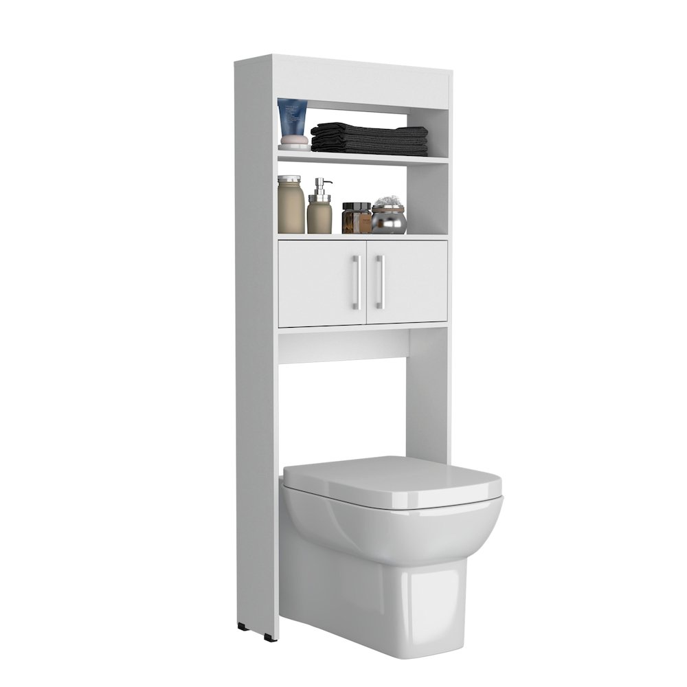 Atlas Over The Toilet Cabinet with Two Shelves and Double Door, White. Picture 3