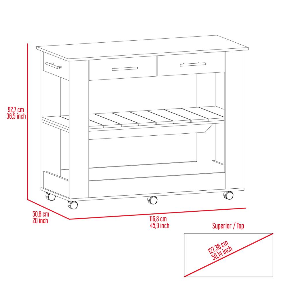 Delos 46 Kitchen Island White-Light Oak. Picture 7