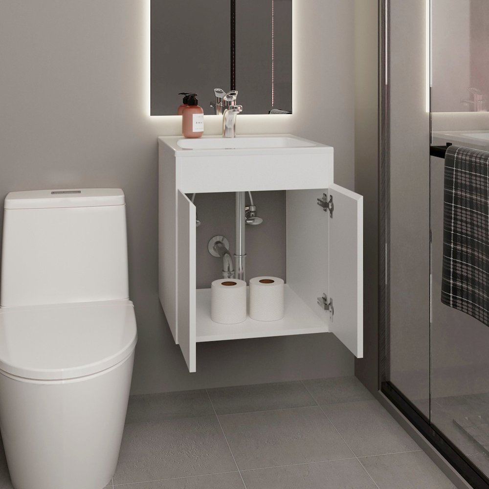 Rayle Bathroom Vanity, 2 Doors, White. Picture 8