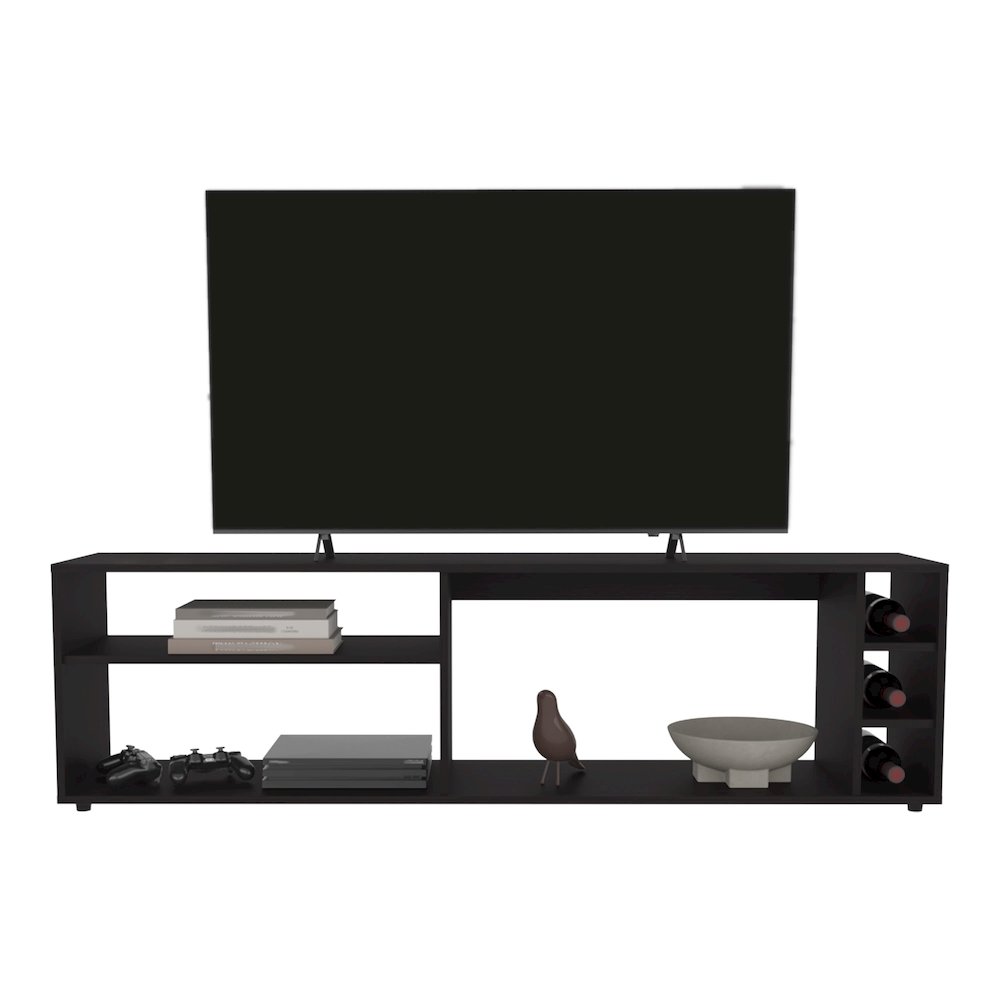 Weir Tv Stand, 6 Shelves, 60" TV Capacity, Black Wengue. Picture 6