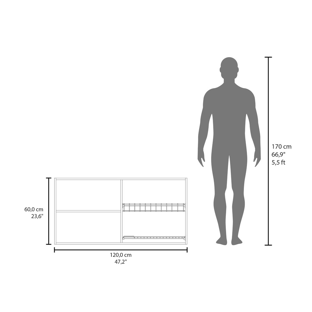 Oceana 120 Wall Cabinet, Four Doors, Two Cabinets, Two Shelves, Natural Oak. Picture 2