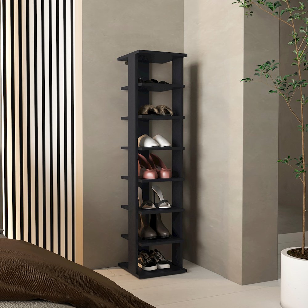 Glacier Shoe Rack, 7 Shelves, Black. Picture 4