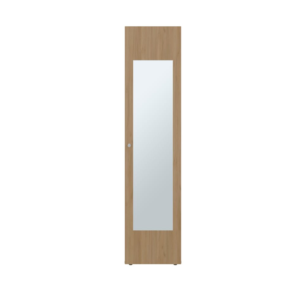 1 Door Wardrobe 67" H with Mirror and Vertical Storage Design, Natural Oak. Picture 3