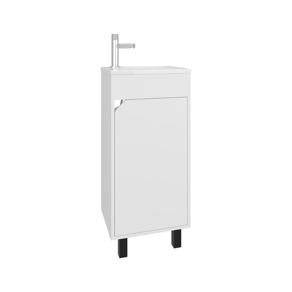 Yorkana Bathroom Vanity, 1 Door, 4 Legs, 2 Shelves, White. Picture 2