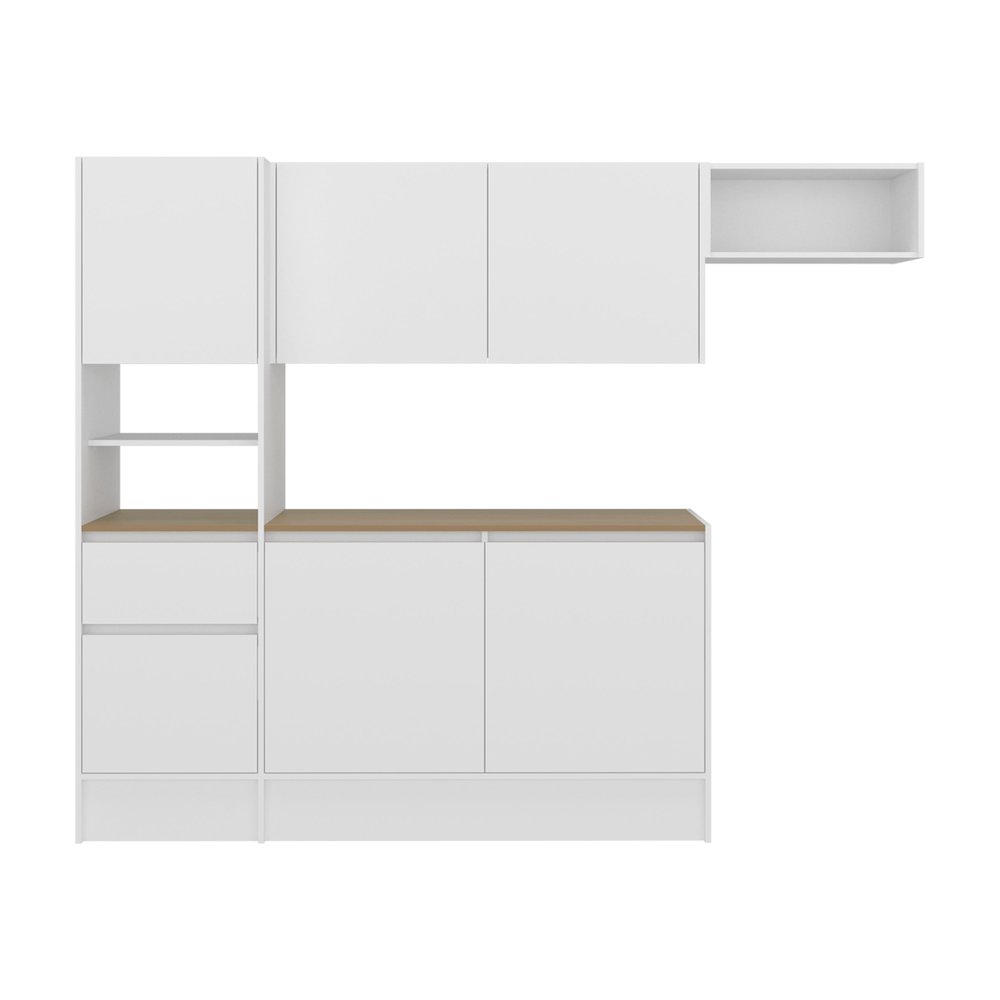 Natoma Kitchen Set, 6 Doors, 1 Drawer, 8 Shelves, White / Natural Oak. Picture 3
