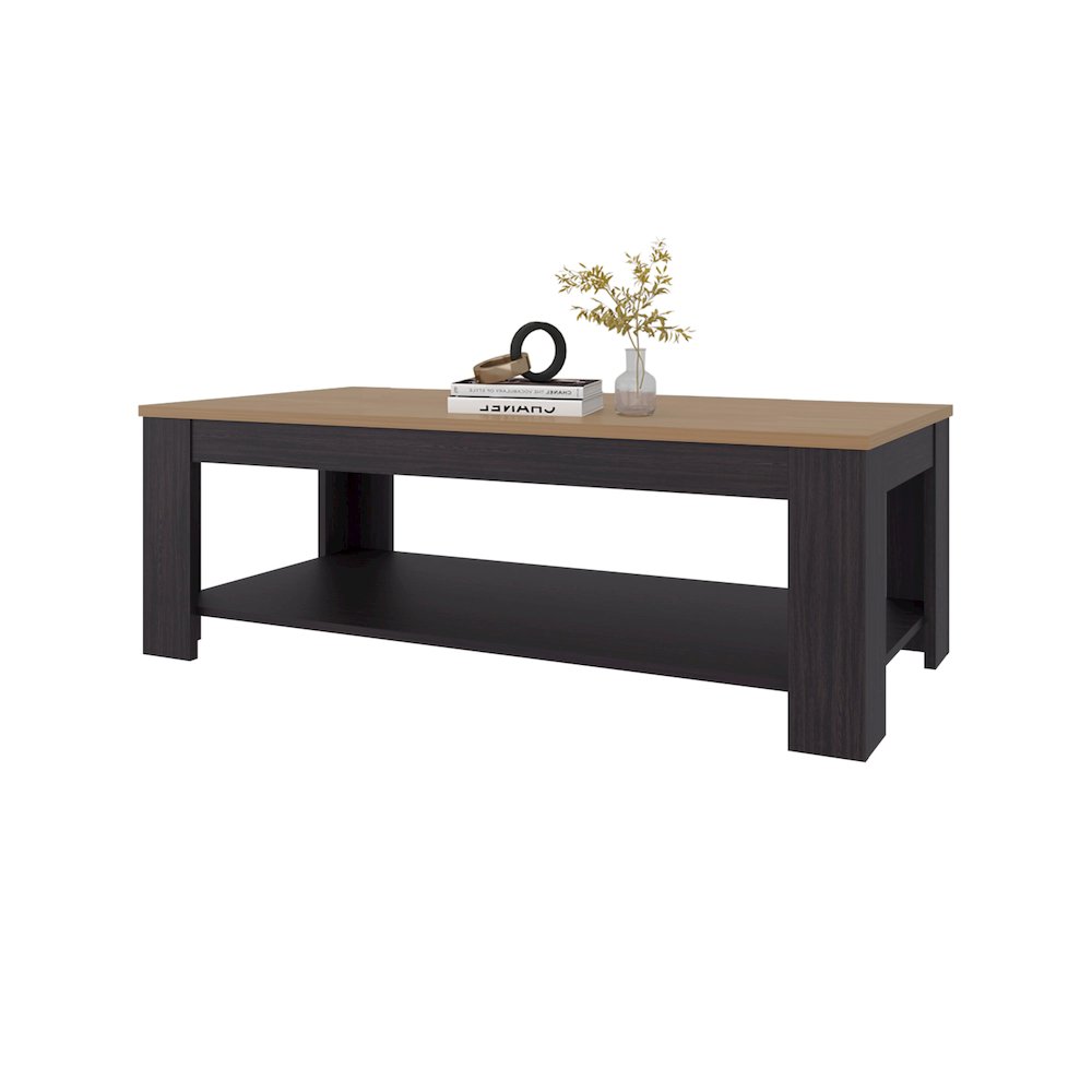 Bowie Coffee Table, 1 Shelf, Black Wengue / Natural Oak. Picture 5