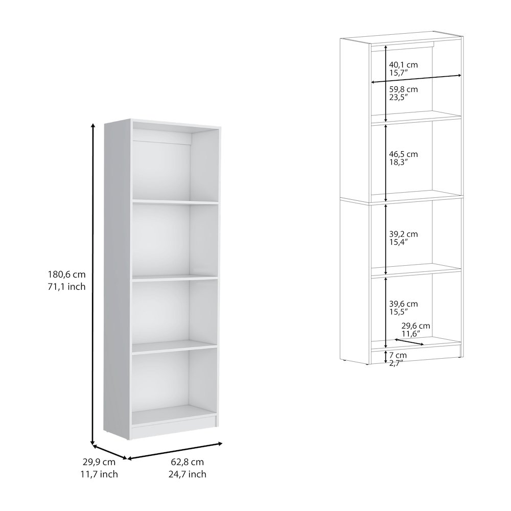 Vinton Bookcase with Spacious Tier-Shelving Design, White -Office. Picture 5