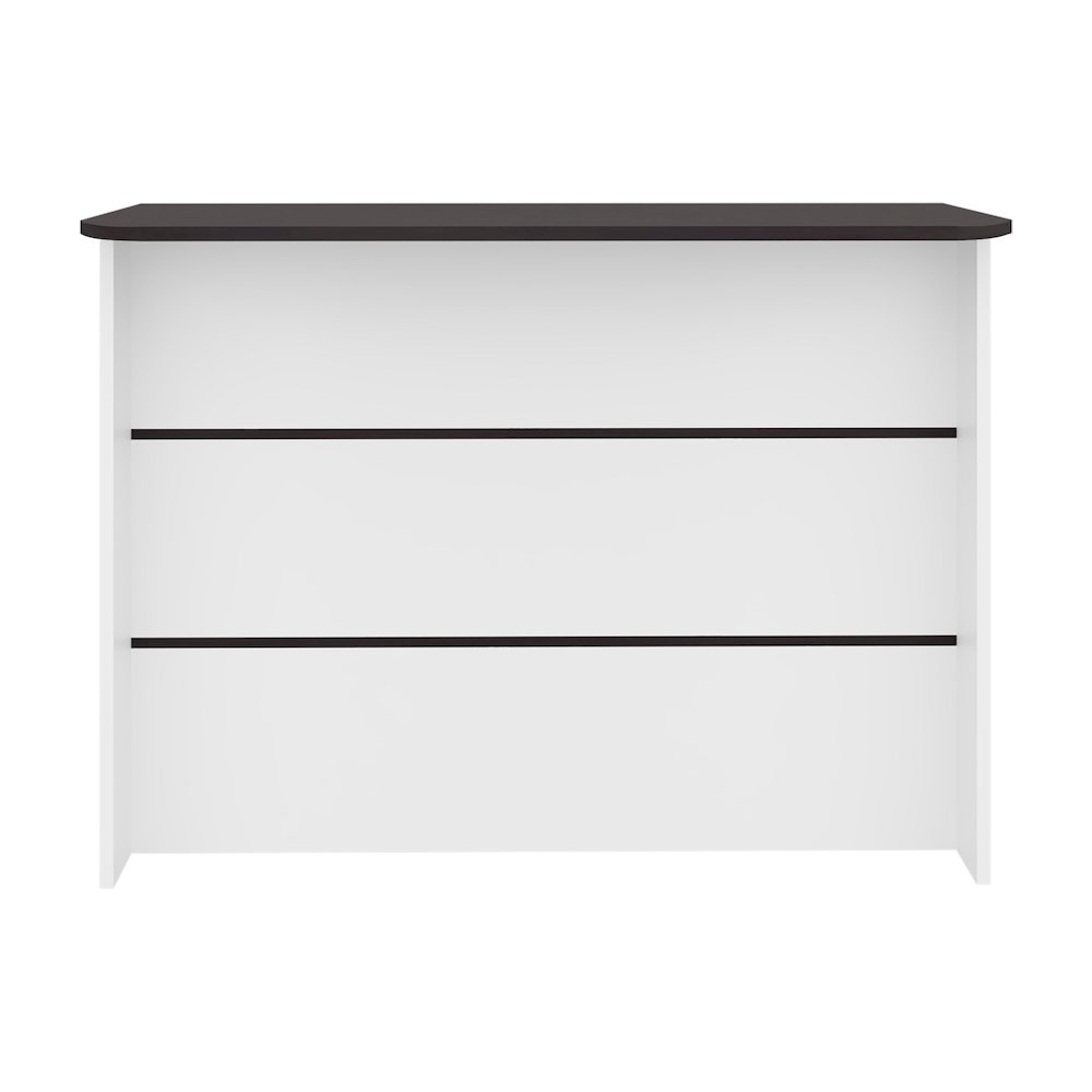 Gravette Kitchen Island, 3 Shelves, White / Black Wengue. Picture 2