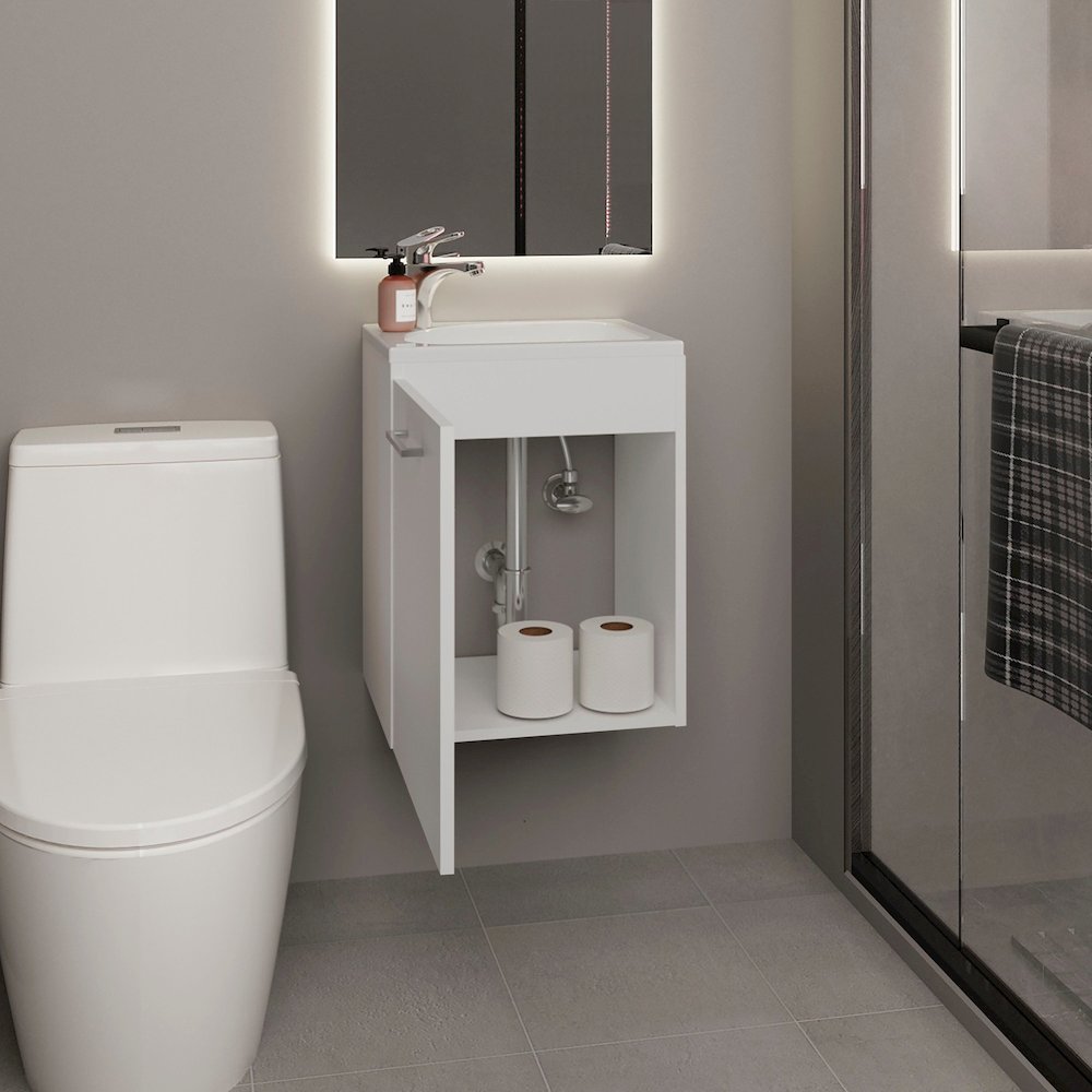 Bothell Bathroom Vanity, 1 Door, White. Picture 5