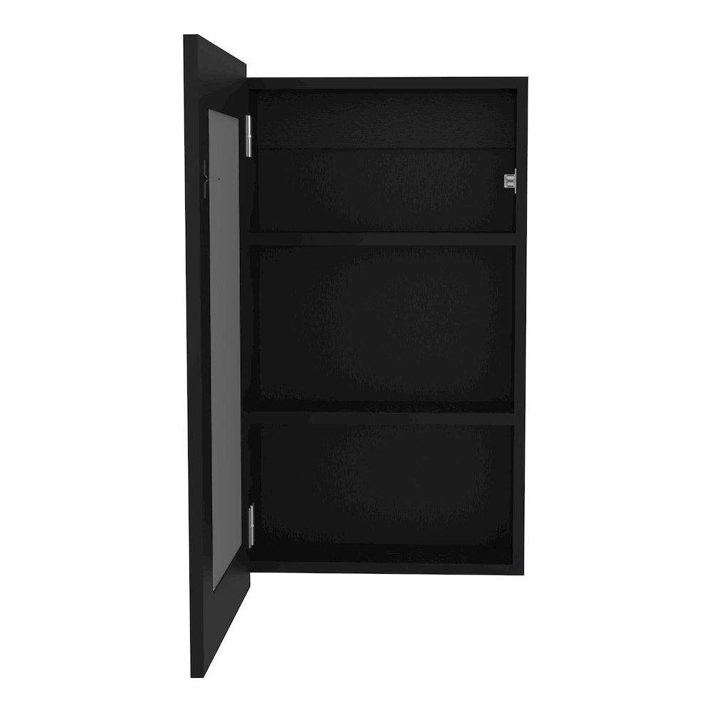 Kiana Medicine Cabinet, 1 Door, 3 Shelves, 25.70" H, 1 Mirror, Black Wengue. Picture 2