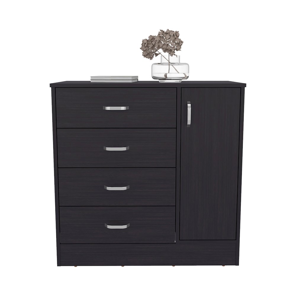 Bourg Dresser, 1 Door, 4 Drawers, 2 Shelves, Black Wengue. Picture 6