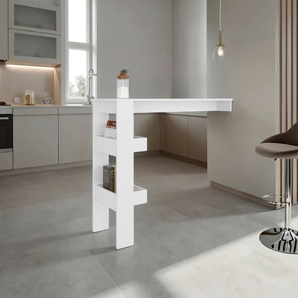 Barling Bar Table, 2 Shelves, White. Picture 5