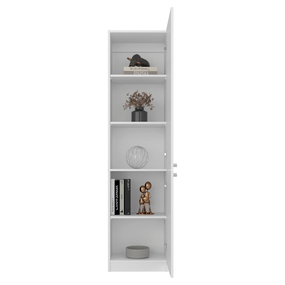 Butte Tall Bookcase 71" H with 2 Doors, Five Interior Shelves, White. Picture 4